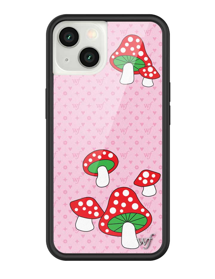 Shrooms iPhone Case with Pink Monogram and Mushroom Print