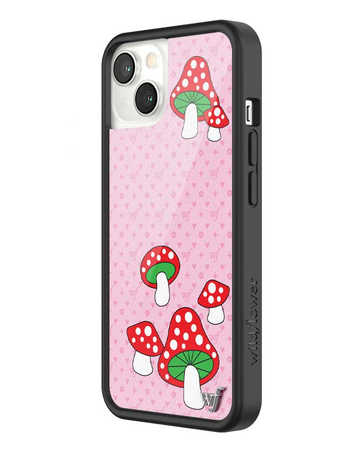 Shrooms iPhone Case with Pink Monogram and Mushroom Print