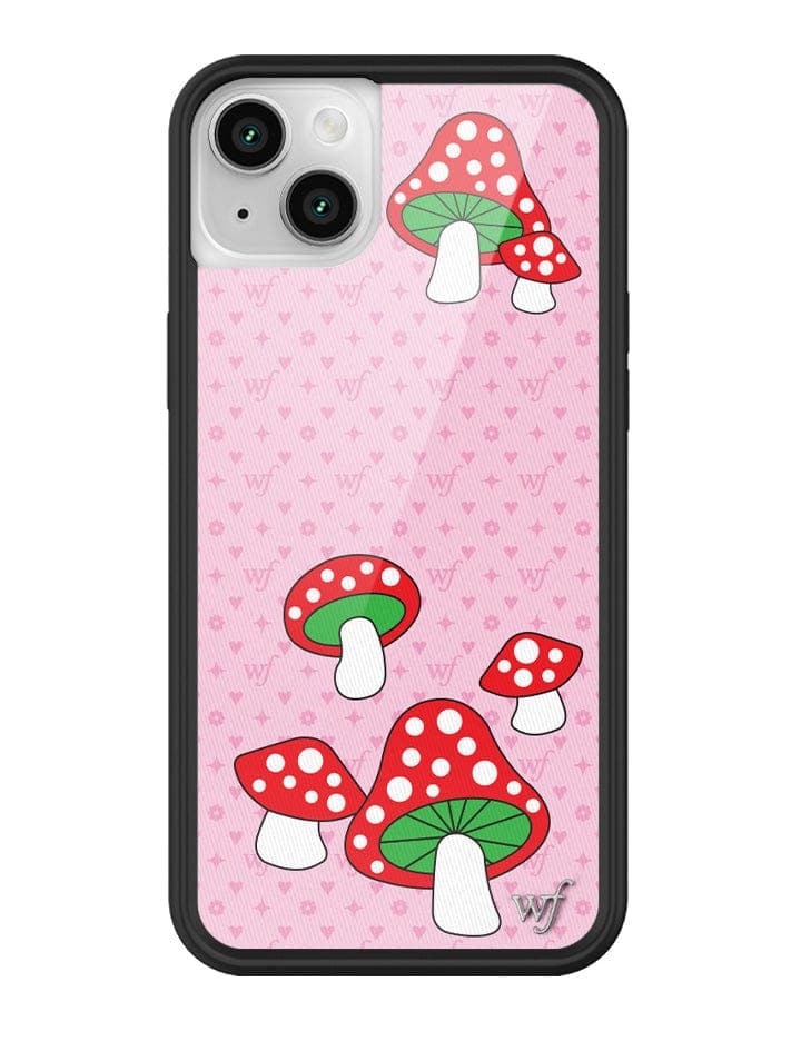 Shrooms iPhone Case with Pink Monogram and Mushroom Print