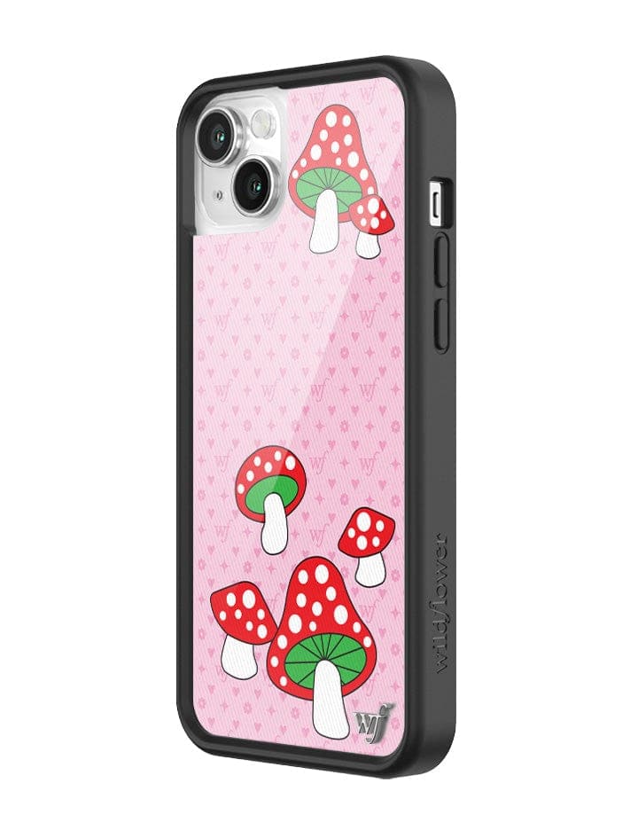 Shrooms iPhone Case with Pink Monogram and Mushroom Print