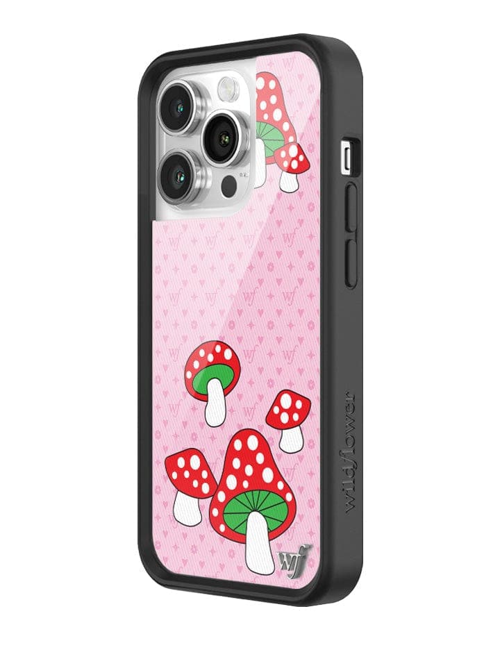 Shrooms iPhone Case with Pink Monogram and Mushroom Print