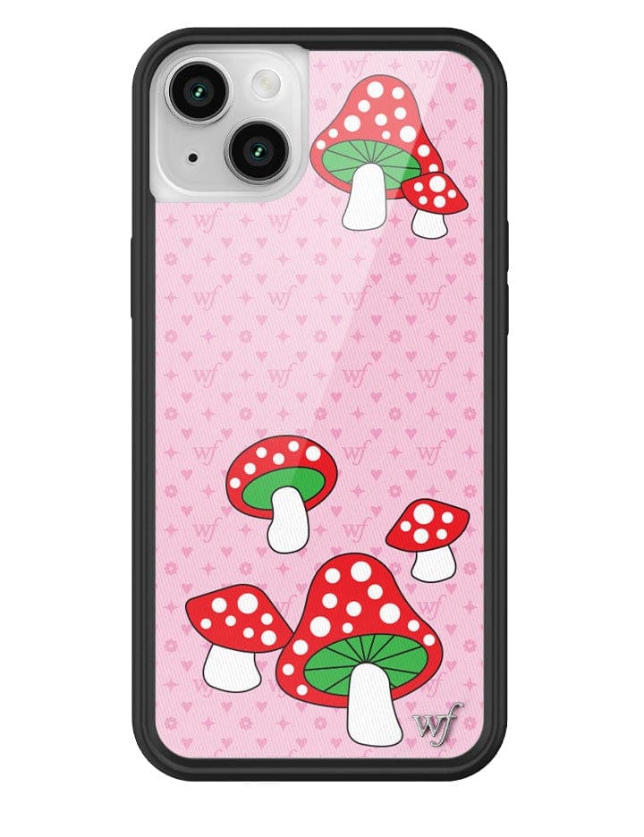 Shrooms iPhone Case with Pink Monogram and Mushroom Print