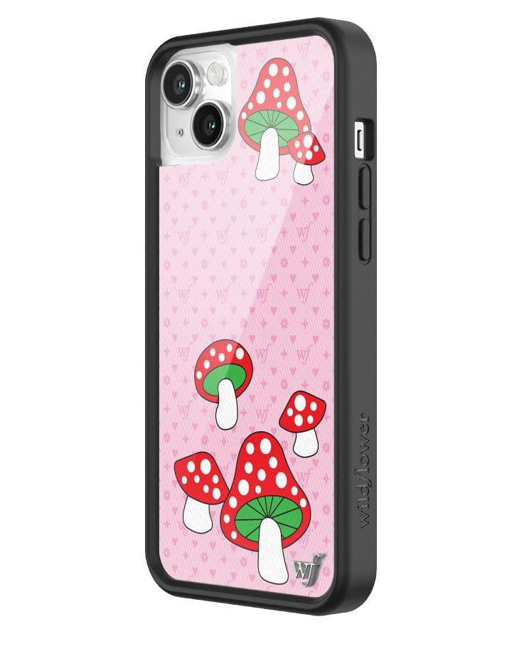 Shrooms iPhone Case with Pink Monogram and Mushroom Print