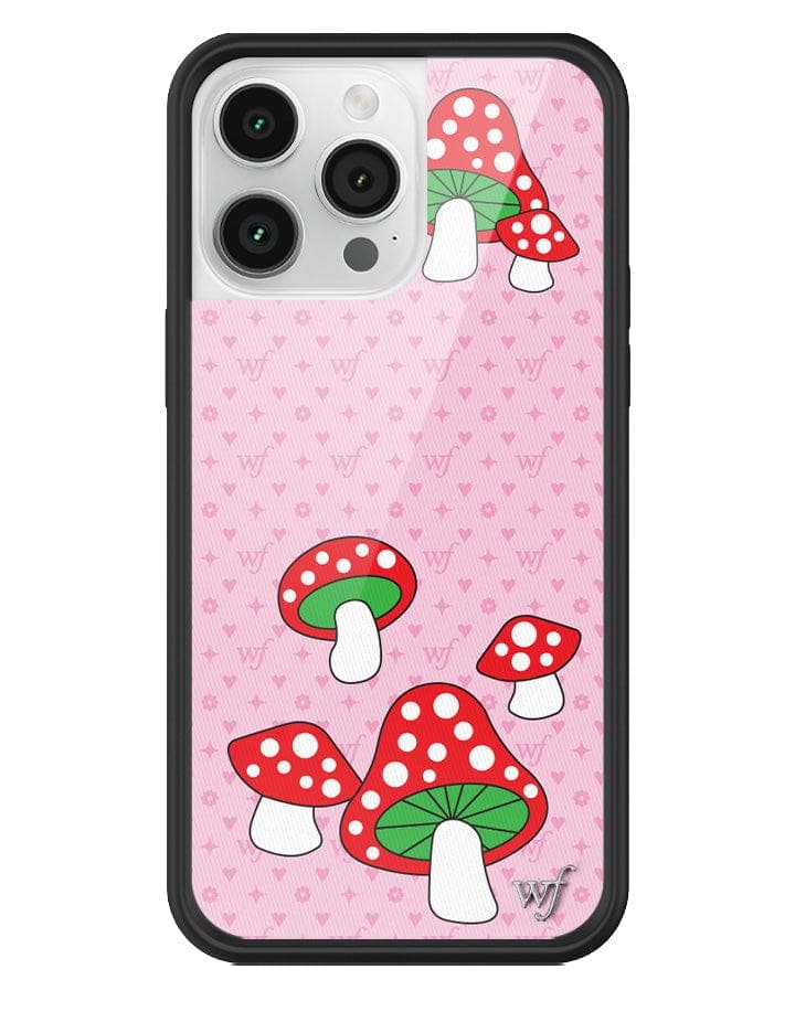 Shrooms iPhone Case with Pink Monogram and Mushroom Print