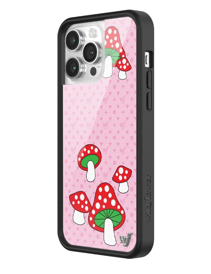 Shrooms iPhone Case with Pink Monogram and Mushroom Print