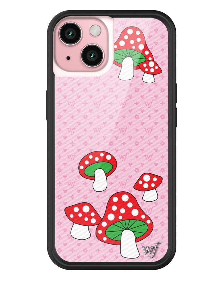 Shrooms iPhone Case with Pink Monogram and Mushroom Print
