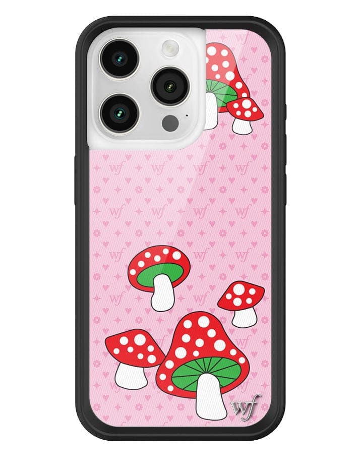 Shrooms iPhone Case with Pink Monogram and Mushroom Print