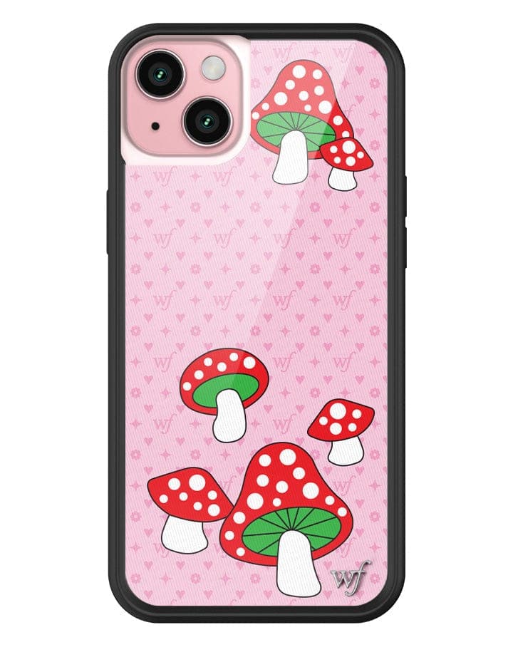 Shrooms iPhone Case with Pink Monogram and Mushroom Print