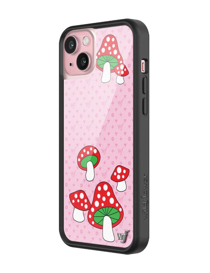 Shrooms iPhone Case with Pink Monogram and Mushroom Print