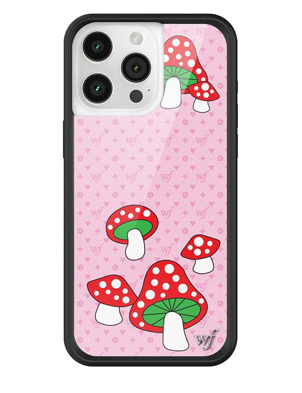 Shrooms iPhone Case with Pink Monogram and Mushroom Print