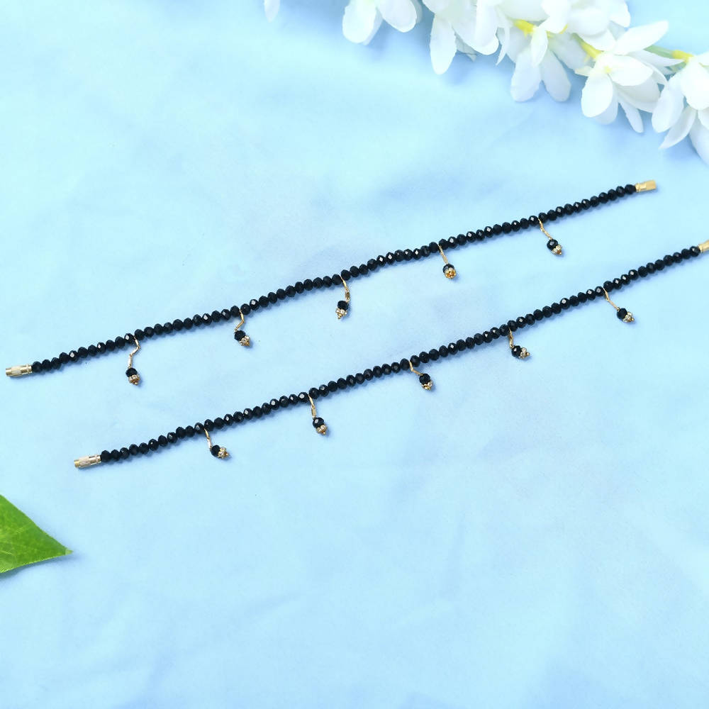 Classic Black Beads Traditional Anklets for Daily Wear