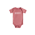 Infant unisex onesie with 3-snap closure in solid dusty-rose and white