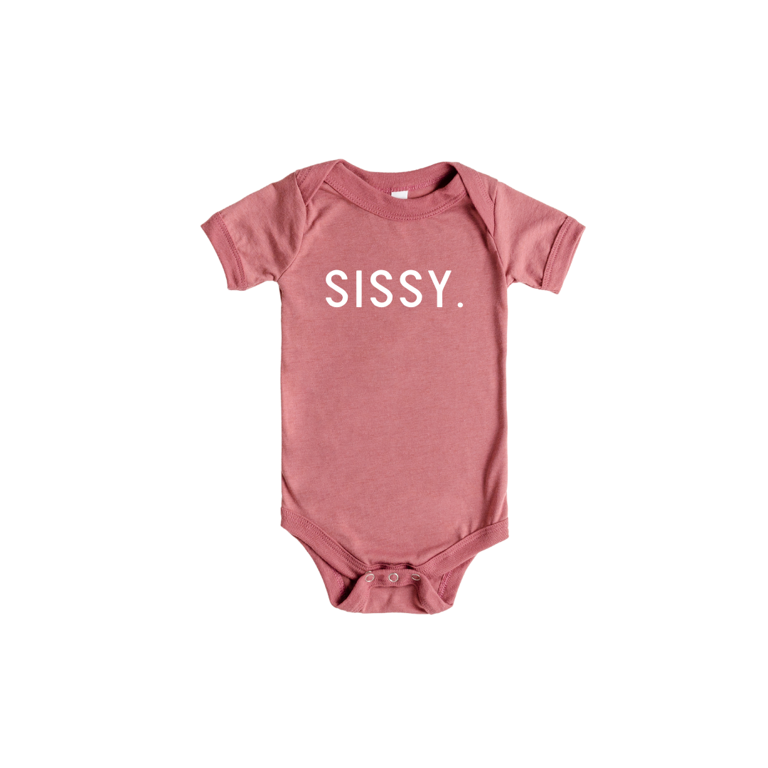 Infant unisex onesie with 3-snap closure in solid dusty-rose and white