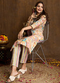 Cream Printed Cotton Blend Kurta Pant Set Ethnic Wear