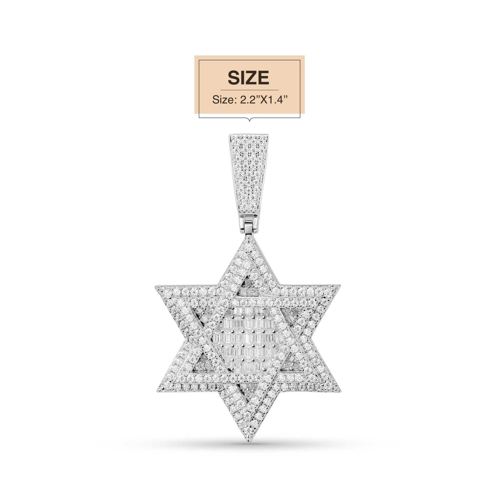 Moissanite Star Of David Pendant Solid 925 Sterling Silver