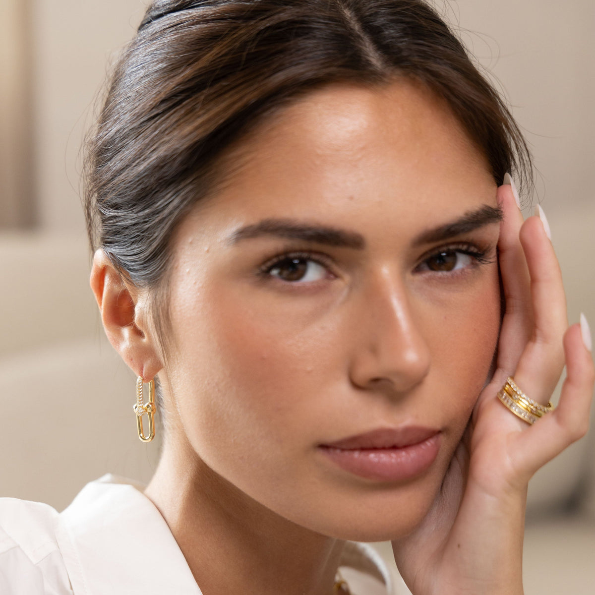 Tia U Link Pave Earring