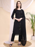 Black Chanderi kurta set featuring bead and Swarovski crystal embroidery