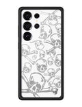 Limited edition Skull Girl phone case for Samsung Galaxy with white background, gray skulls, heart details, and black protective bumper