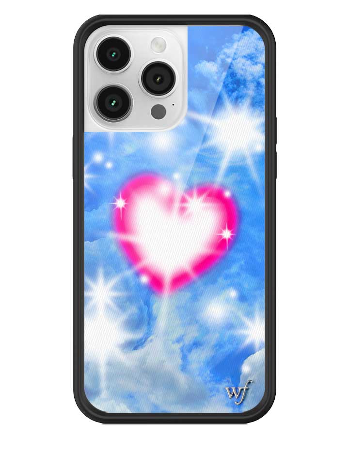 Sky Fantasy iPhone Case with Pink Heart Design and Cloud Print - Image 9