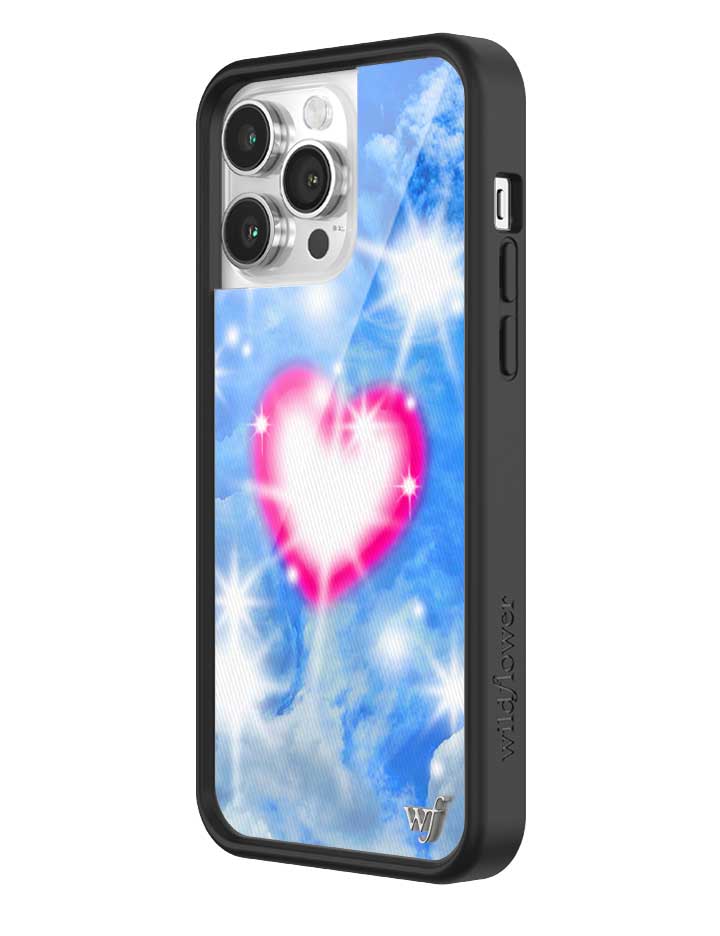 Sky Fantasy iPhone Case with Pink Heart Design and Cloud Print - Image 10