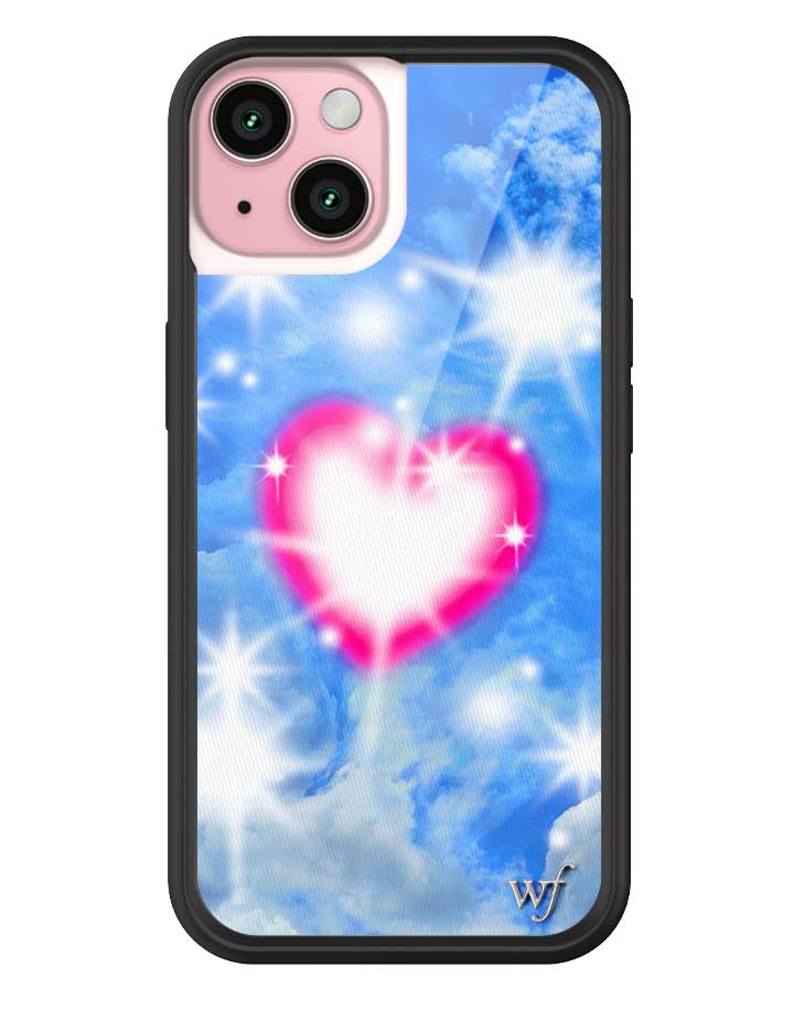 Sky Fantasy iPhone Case with Pink Heart Design and Cloud Print - Image 7
