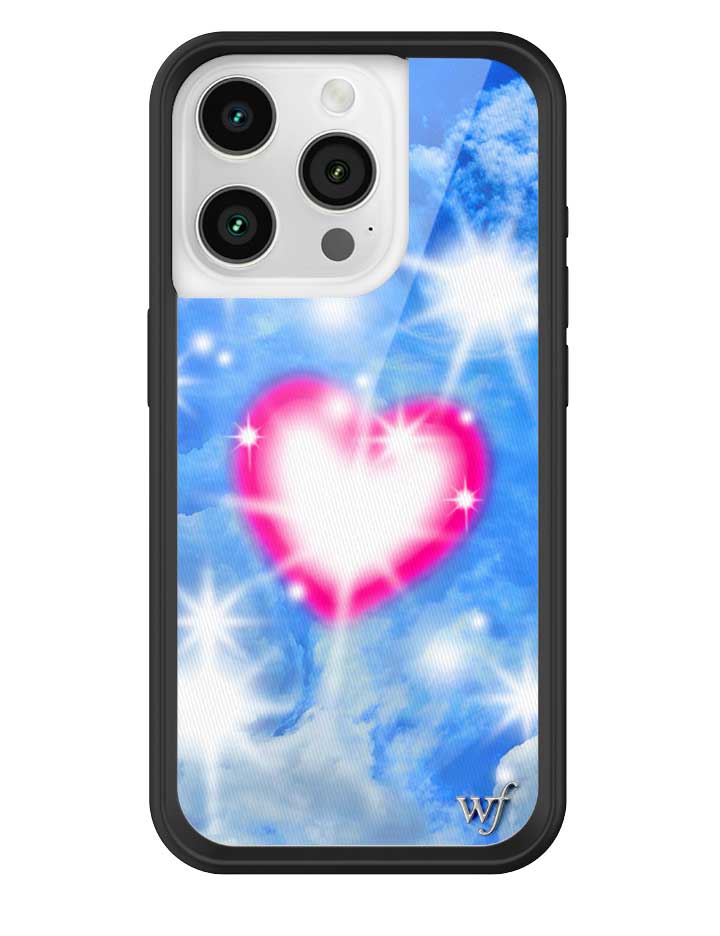 Sky Fantasy iPhone Case with Pink Heart Design and Cloud Print - Image 5