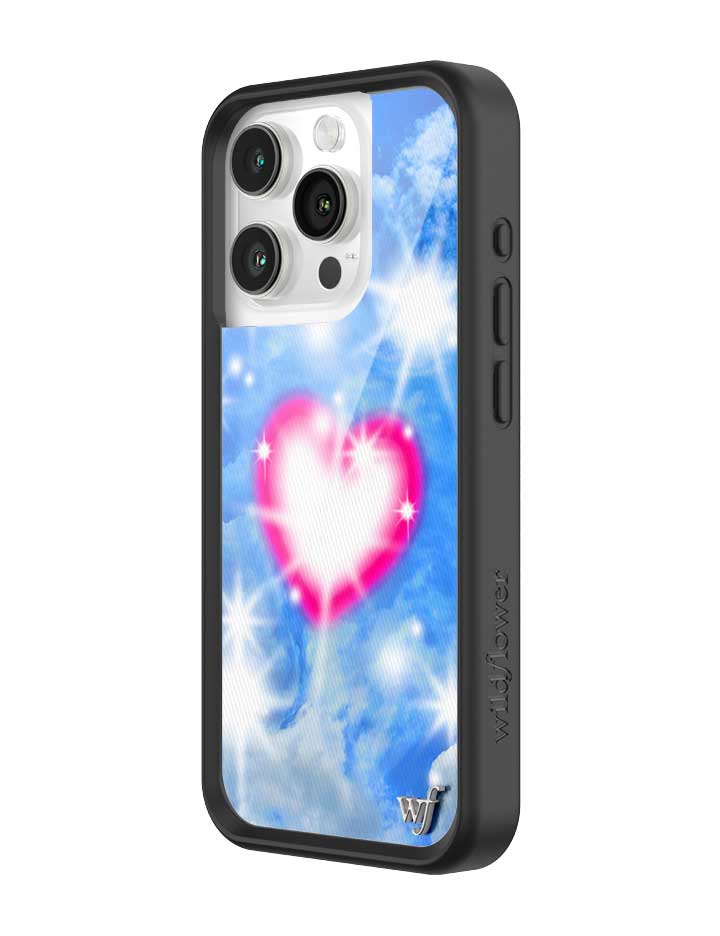 Sky Fantasy iPhone Case with Pink Heart Design and Cloud Print - Image 6