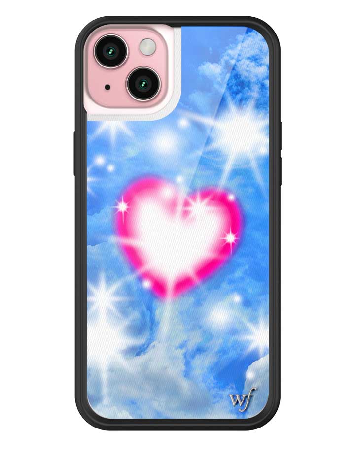 Sky Fantasy iPhone Case with Pink Heart Design and Cloud Print - Image 3