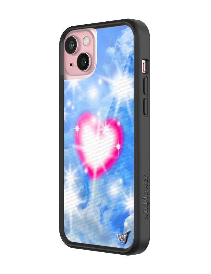 Sky Fantasy iPhone Case with Pink Heart Design and Cloud Print - Image 4