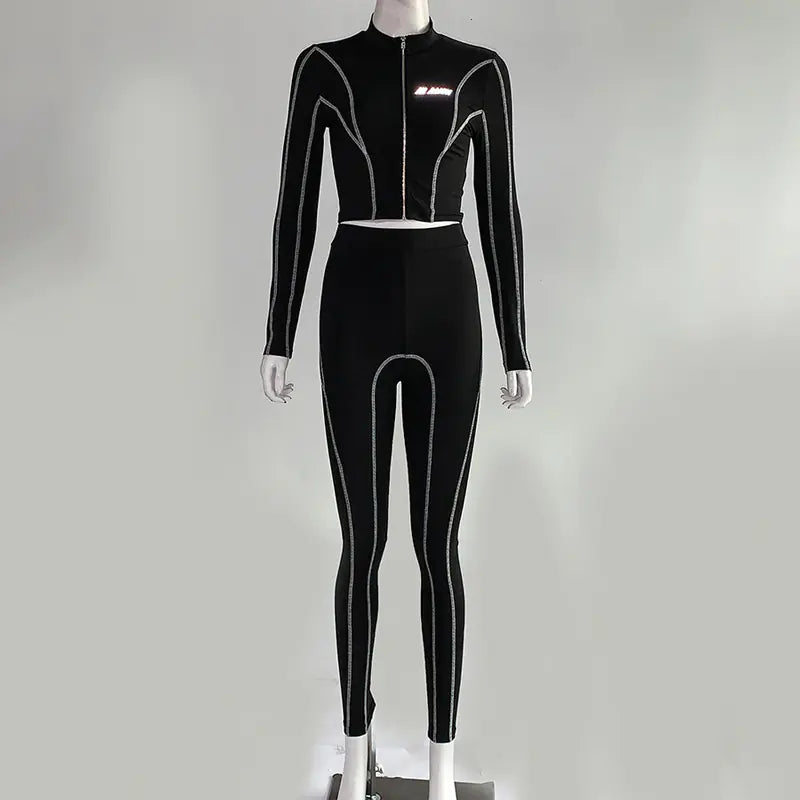 2019 Women's Striped Pattern Yoga Set for Winter