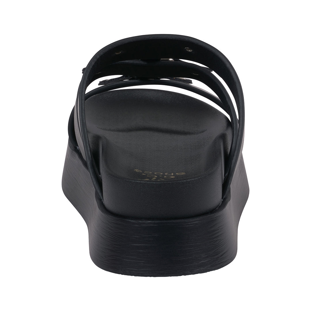 Women's Stevie Black Strappy Slide Platform Sandals