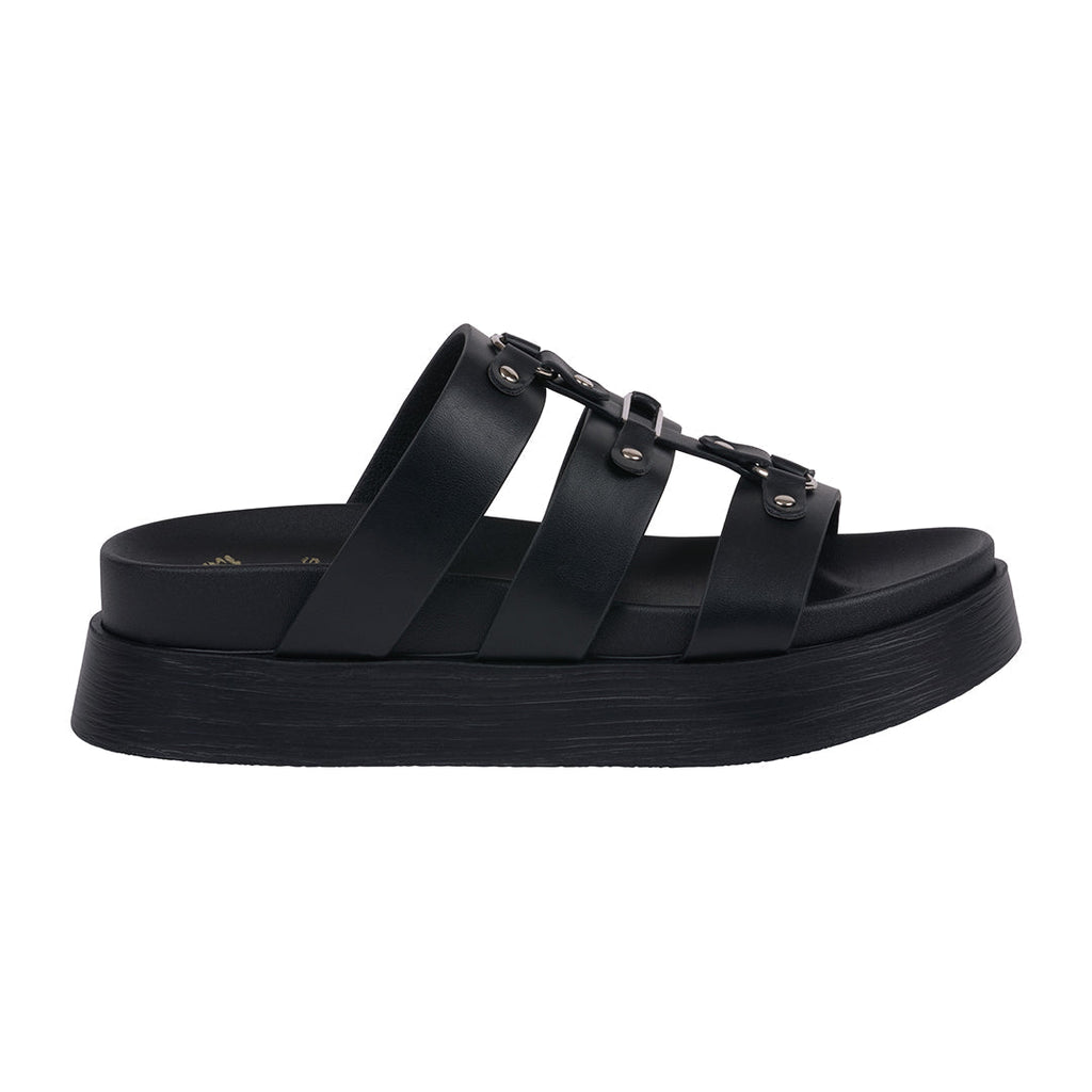 Women's Stevie Black Strappy Slide Platform Sandals