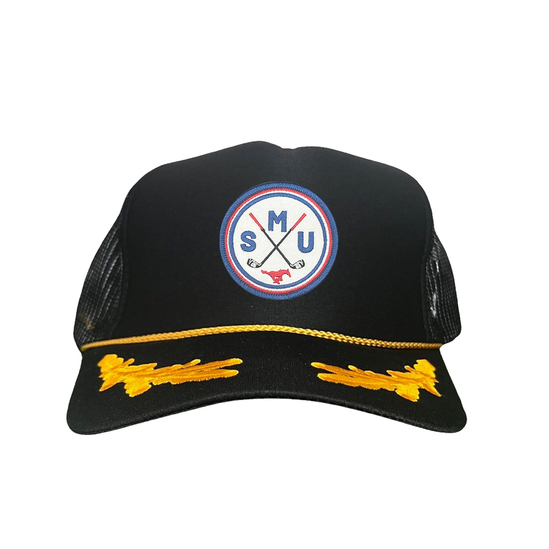 SMU Golf Circle Patch Curved Bill Mesh Snapback Hat