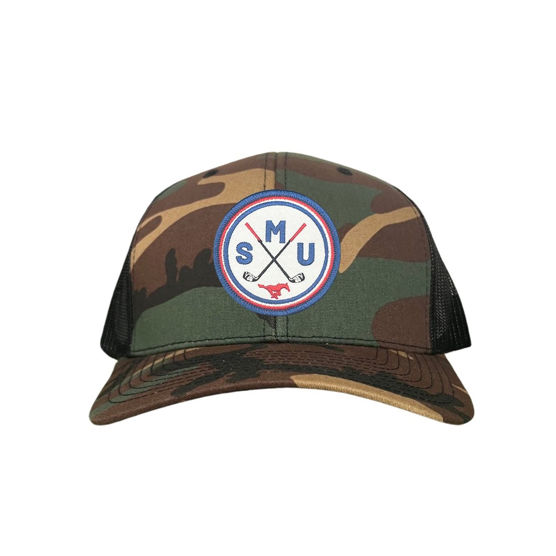 SMU Golf Circle Patch Curved Bill Mesh Snapback Hat