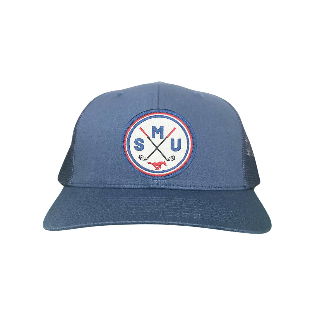 SMU Golf Circle Patch Curved Bill Mesh Snapback Hat