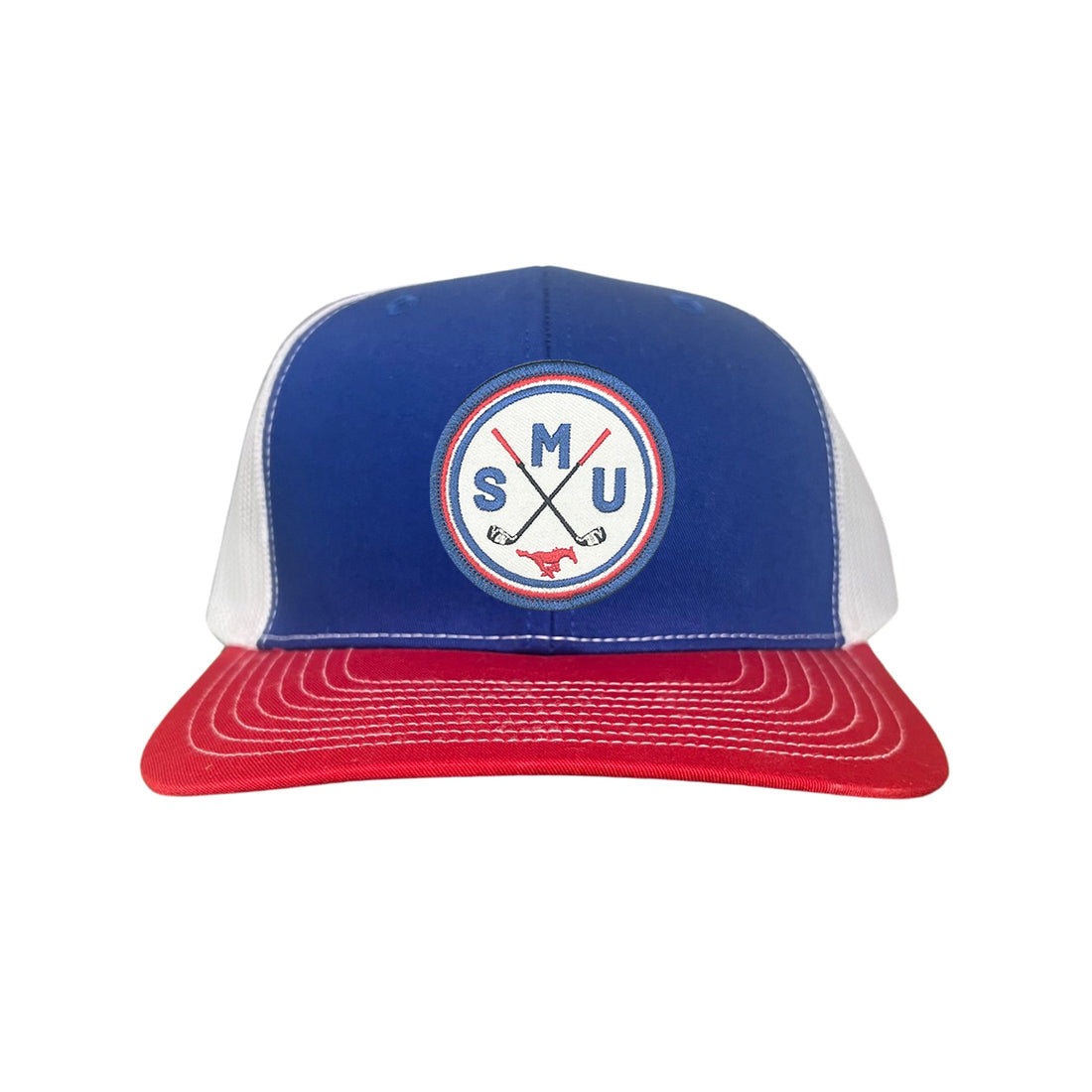 SMU Golf Circle Patch Curved Bill Mesh Snapback Hat