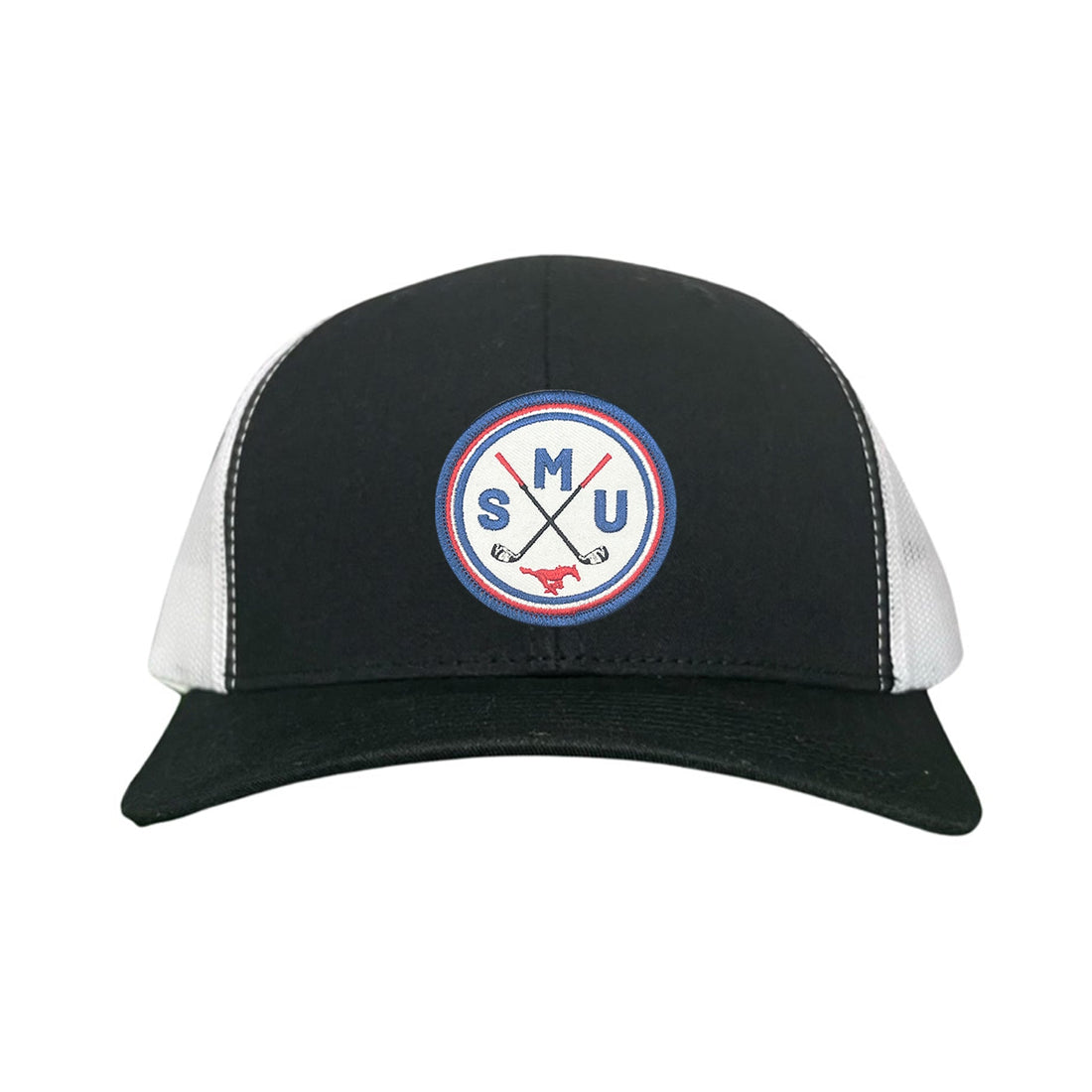 SMU Golf Circle Patch Curved Bill Mesh Snapback Hat