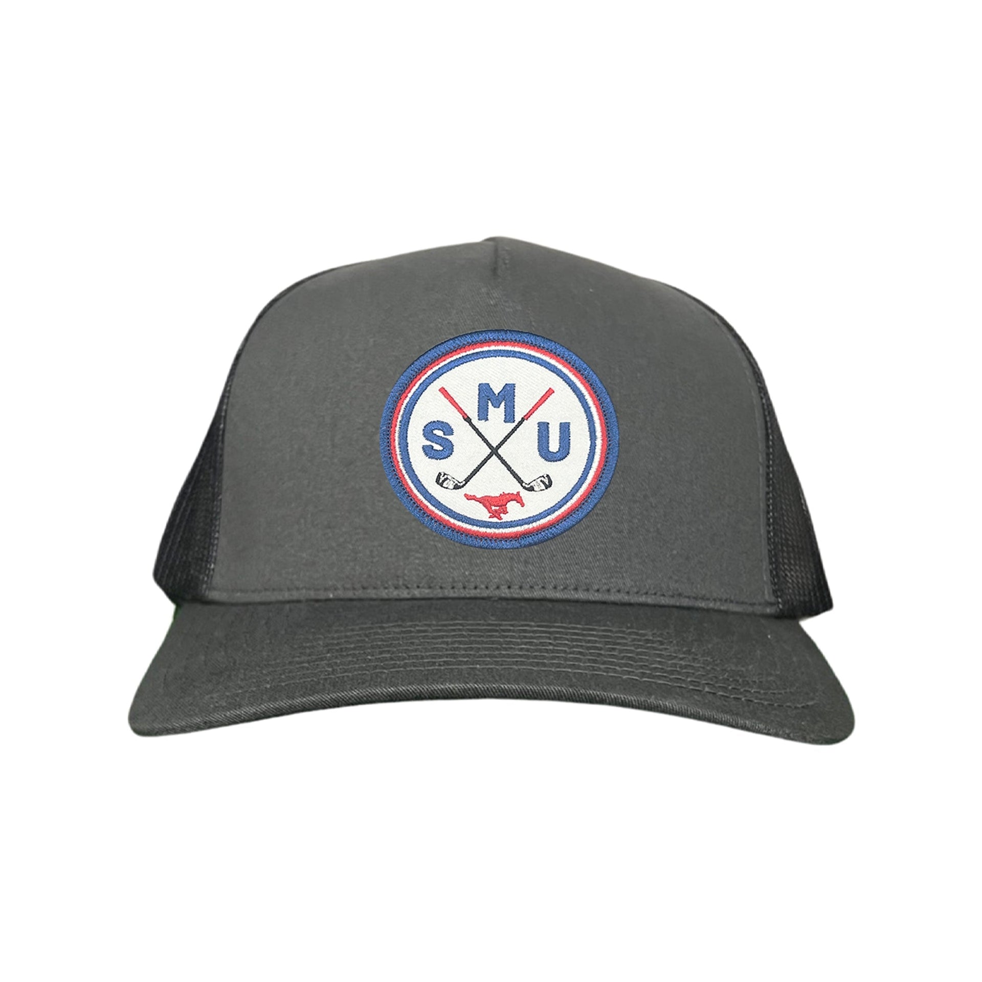 SMU Golf Circle Patch Curved Bill Mesh Snapback Hat