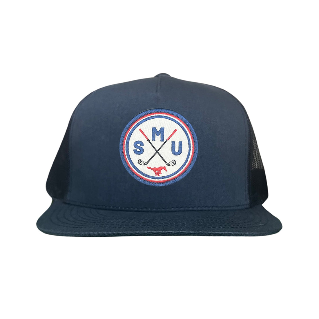 SMU Golf Circle Patch Curved Bill Mesh Snapback Hat