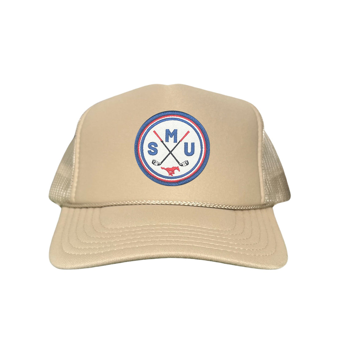 SMU Golf Circle Patch Curved Bill Mesh Snapback Hat