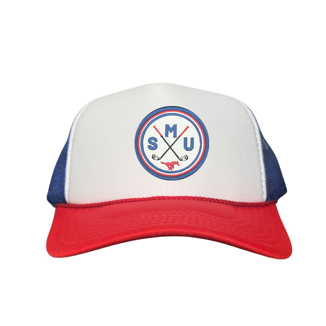 SMU Golf Circle Patch Curved Bill Mesh Snapback Hat