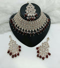 Joban Fashion Women Maroon Stone Work Necklace Set