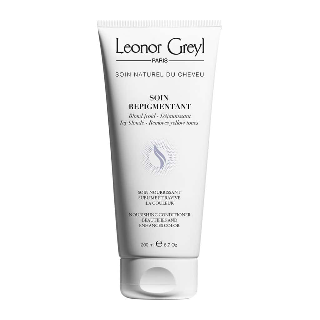 Bottle of Leonor Greyl Soin Repigmentant Icy Blonde color enhancing conditioner