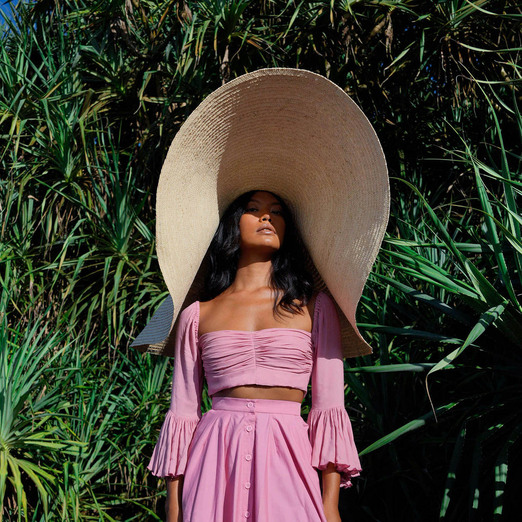SOLANA Oversized Straw Hat in Natural Beige