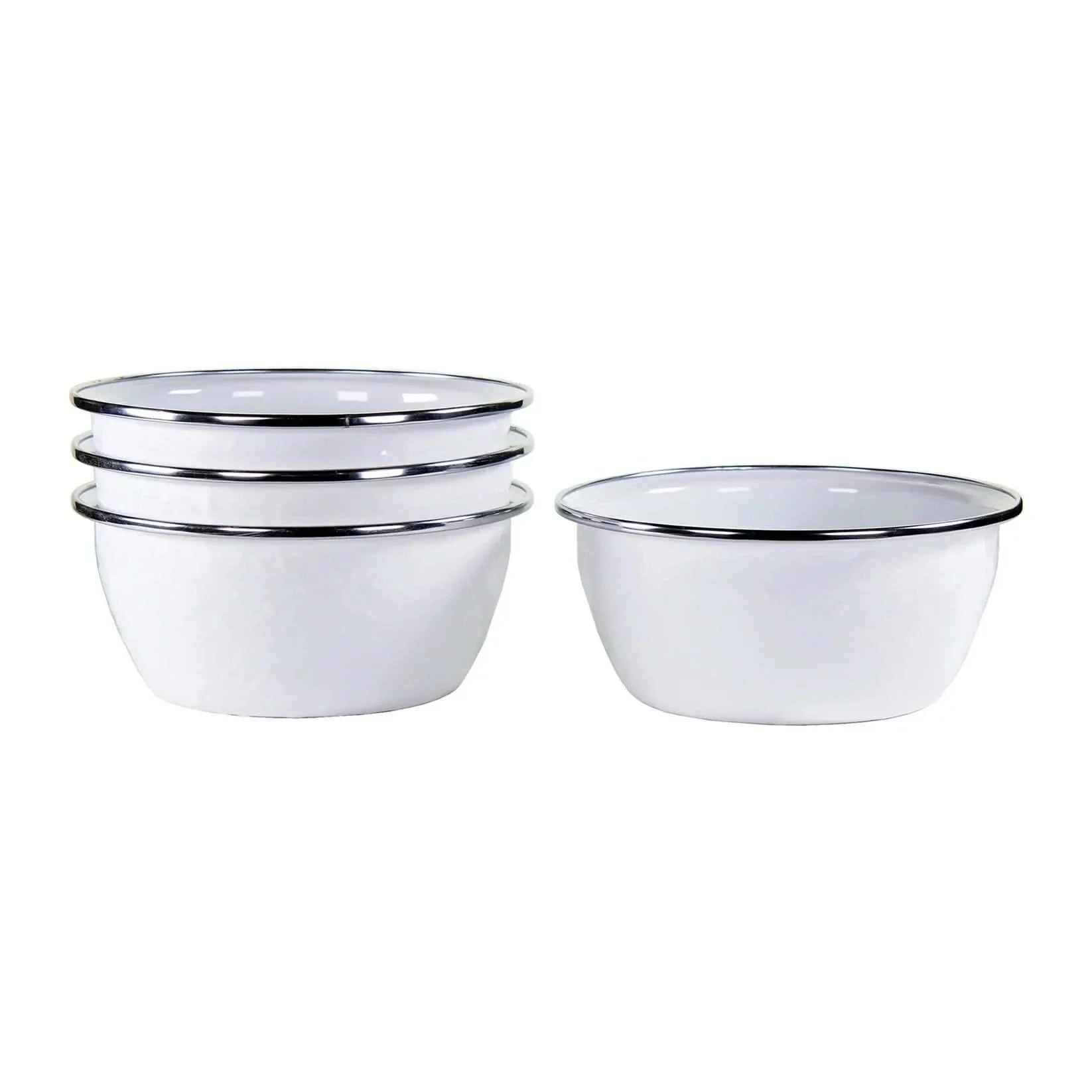 Aspen Grove Enamelware Salad Bowls - Rustic Set of 4