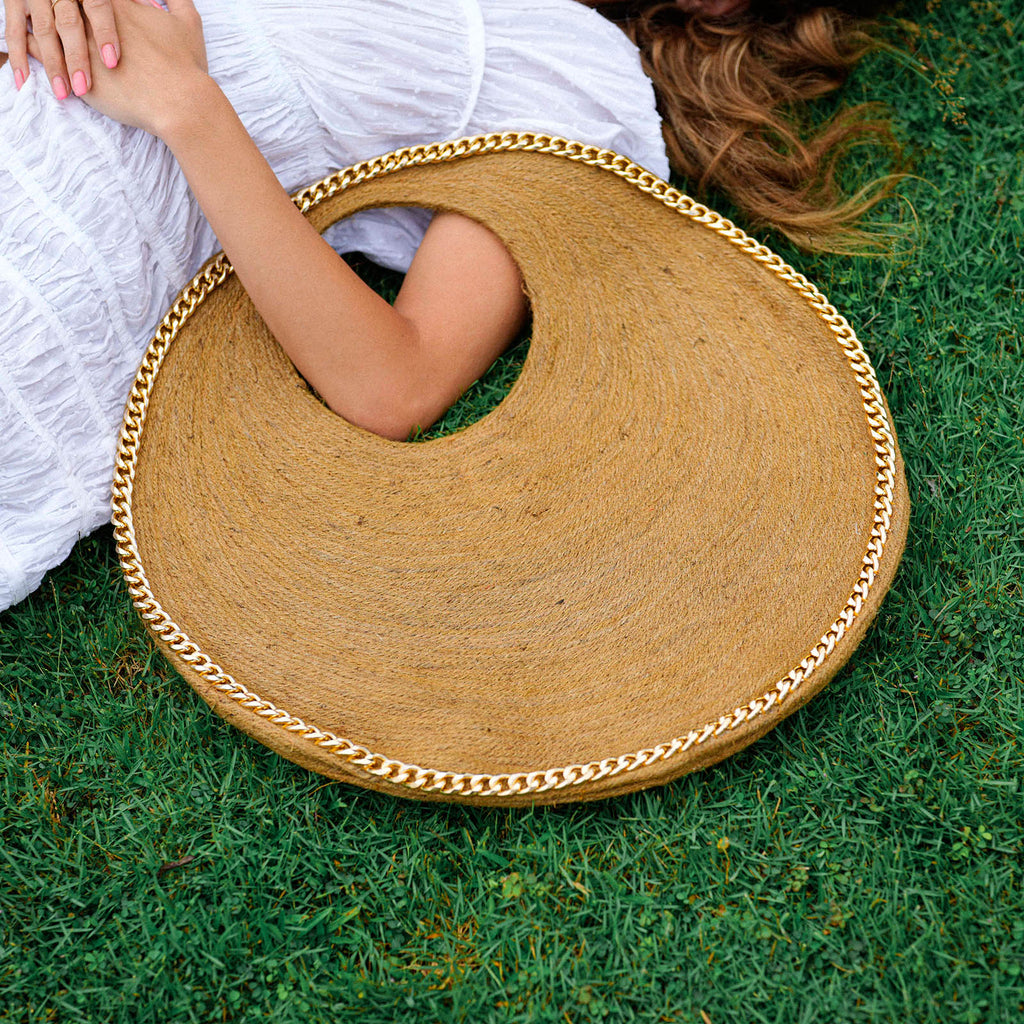 SOLO COCCO Jute Bag With Gold Chain
