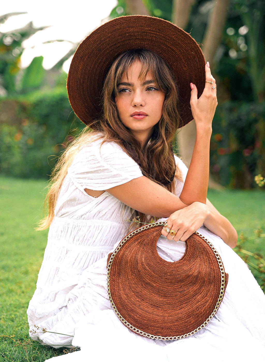 SOLO ESPRESSO Mini Jute Bag With Gold Chain