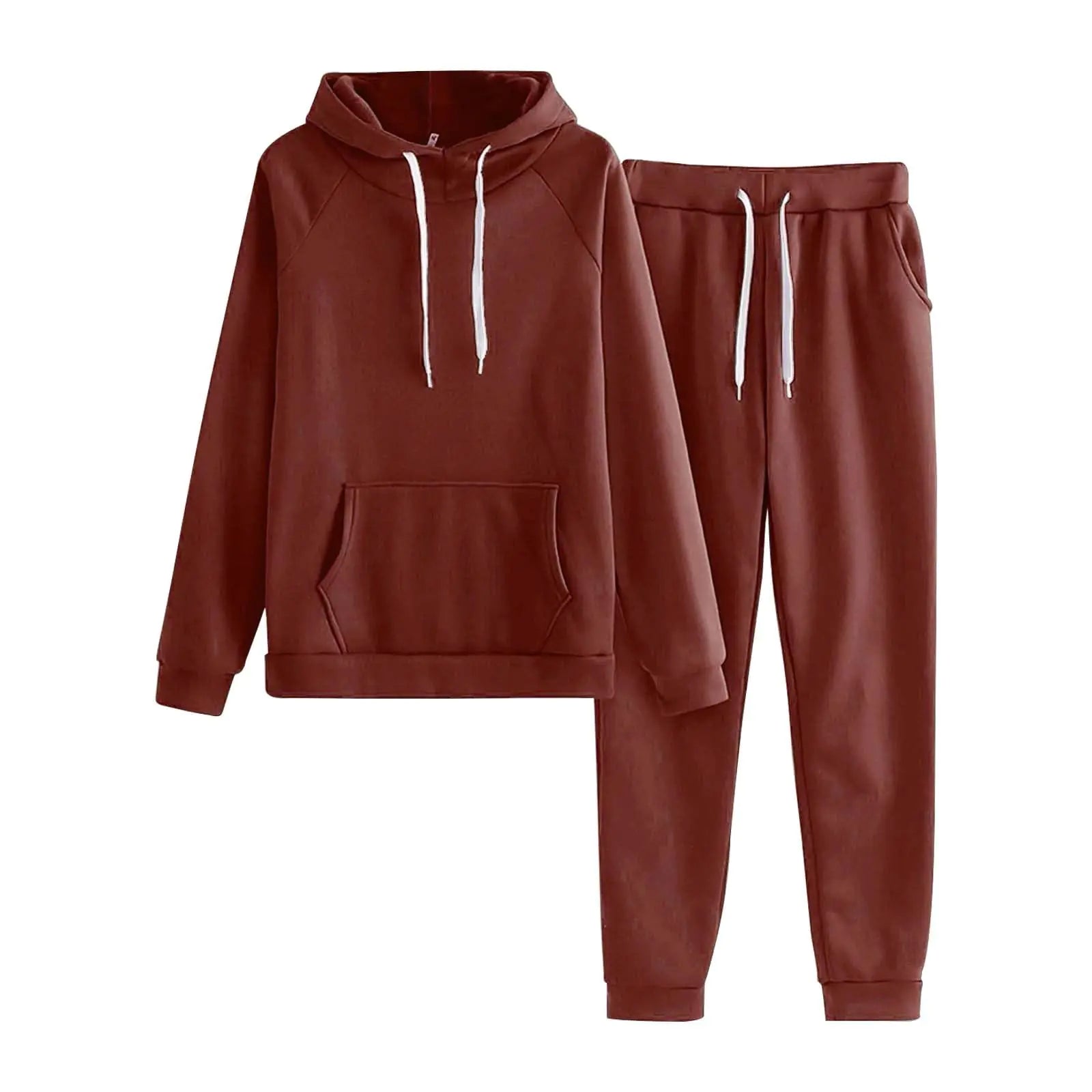 Two Piece Sweatsuits Women Set Fleece Lined Hoodie and Sweatpants Set Jogging Suits with Kangaroo Pockets Wine_02 Medium