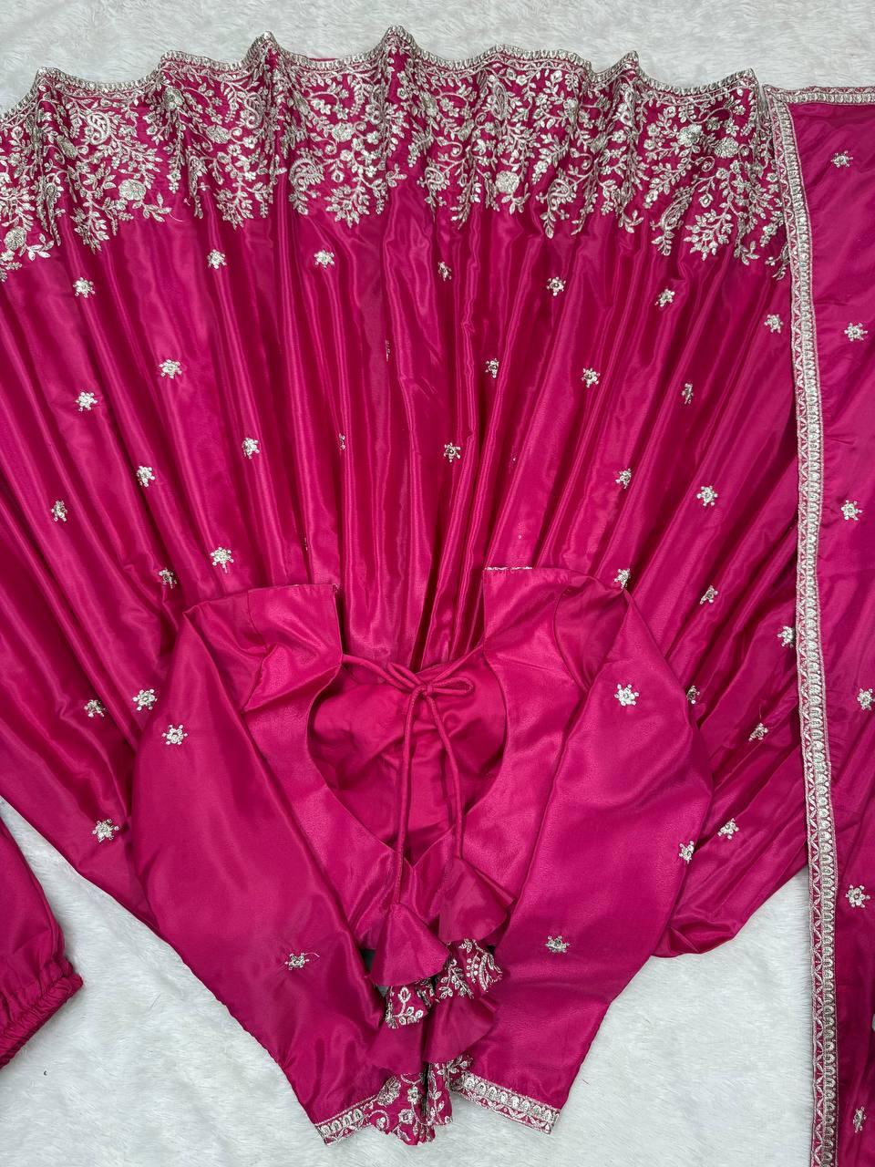 Prazu Fashion Pink Silk Thread With Sequence Anarkali Suit