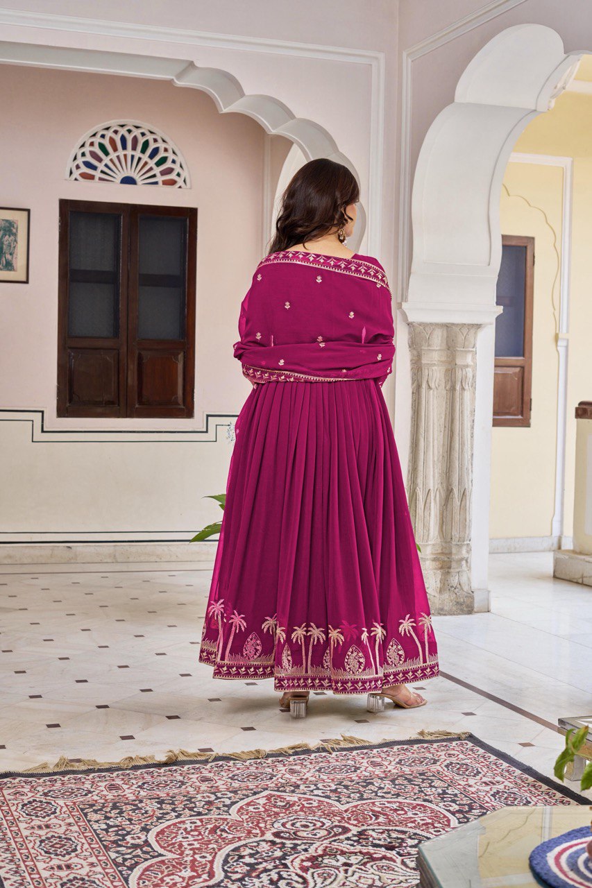 Prazu Fashion Purple Georgette Thread With Sequence Work Anarkali Suit